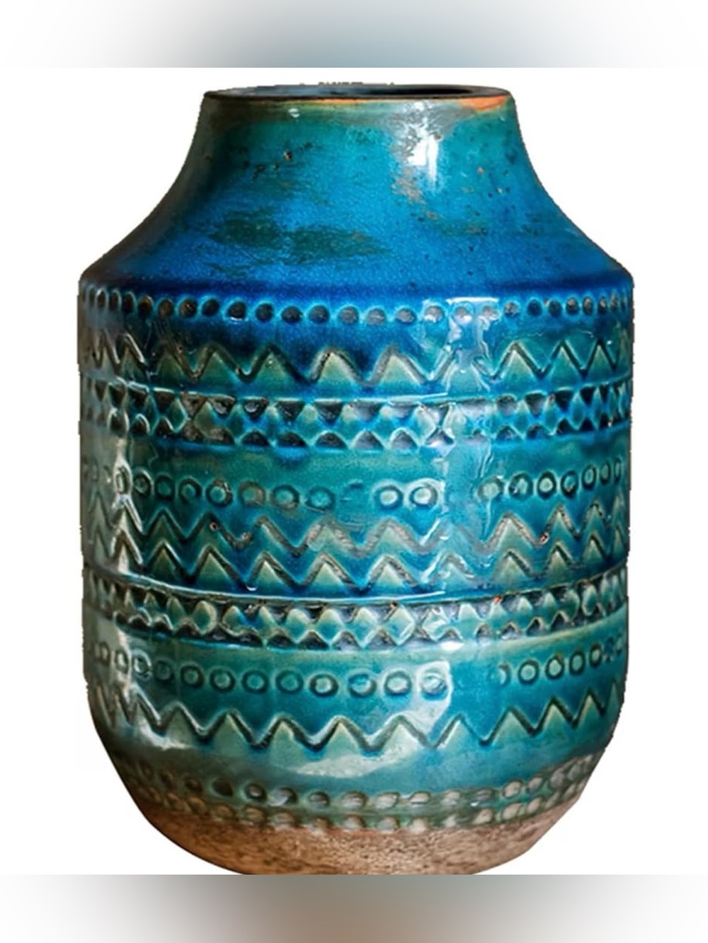 Teal Ceramic Decorative Vase - Home Art